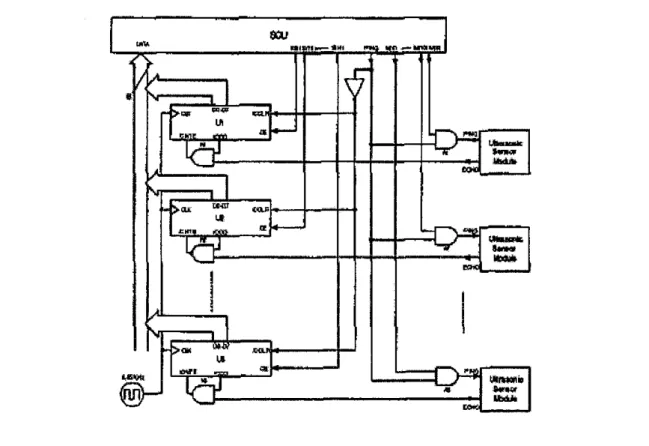 Figure 2.6: Schematic diagram of the SRF04 interface to the OOPIC board