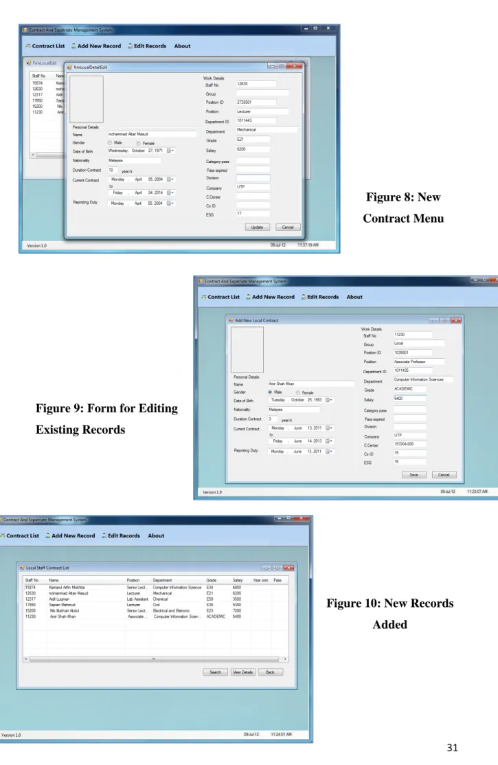 Figure 9: Form for Editing  Existing Records 