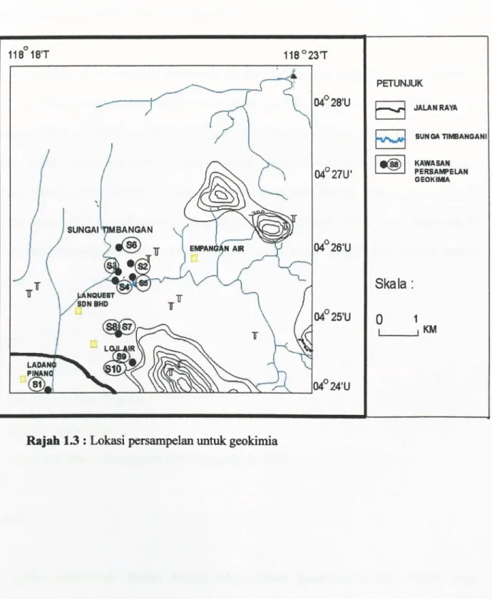 Rajah 1.3: Lokasi persampelan untuk geokimia 