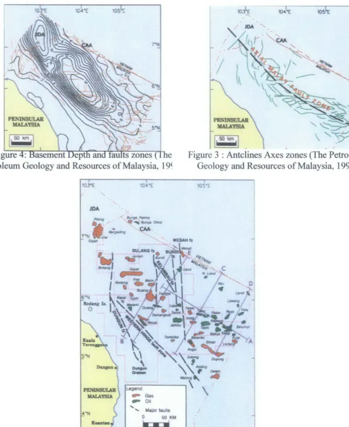 Figure 3 : Antclines Axes zones (The Petrolc  Geology and Resources of Malaysia,  1995 