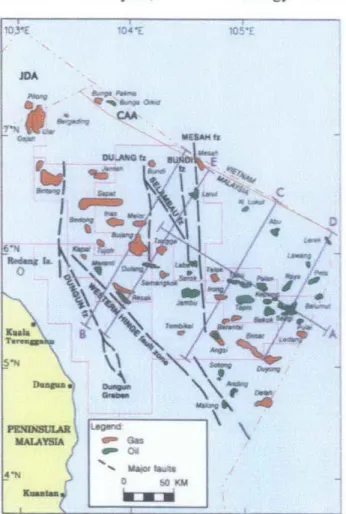 Figure 5:  Structural and  Fault zones (The Petroleum Geology and Resources of  Malaysia, 1999) 