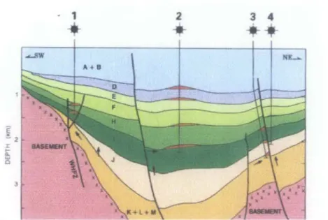 Figure 7: Cross section of Malay Basin with different trapping style  zones (The Petroleum Geology and Resources of  Malaysia, 1999) 