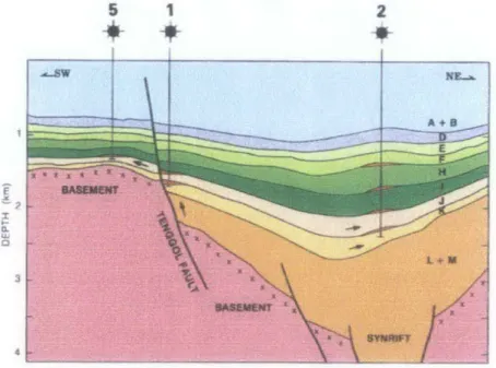Figure 8: Cross section of Malay Basin with different trapping style zones (Resource: The  Petroleum Geology and Resources of Malaysia,  1999) 