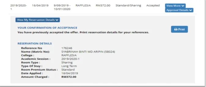 Figure 2.2: Reservation Details from eCollege System 