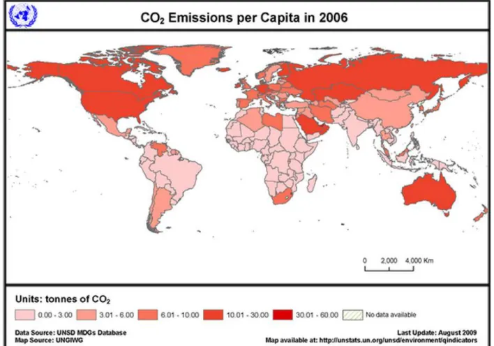 Figure 2: CO 2  Emissions per capita in all countries in 2006 