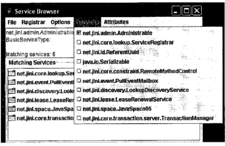 Figure e: Service Browser Service List