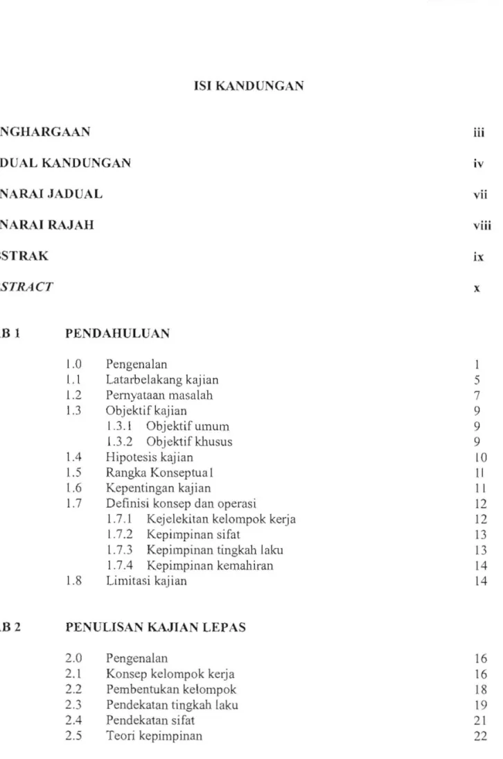 JADUAL  KANDUNGAN  iv 