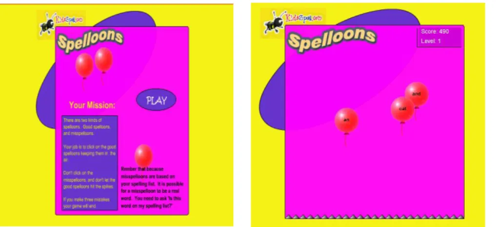 Figure 2.4.1: Snapshot of Spelloon’s Spelling game 