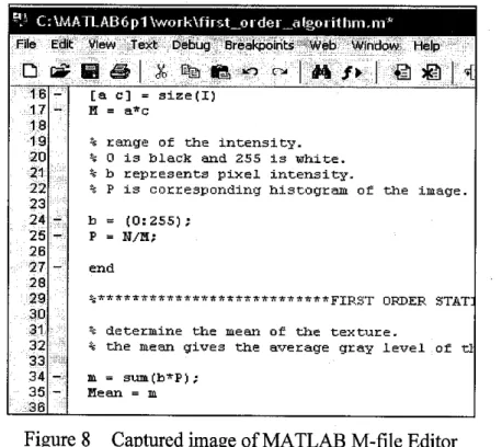 Figure 8 Captured image of MATLAB M-file Editor