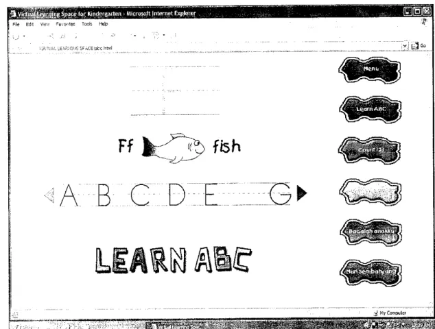 Figure 3.5 Screenshot of the Learn ABC page design under Learn English section