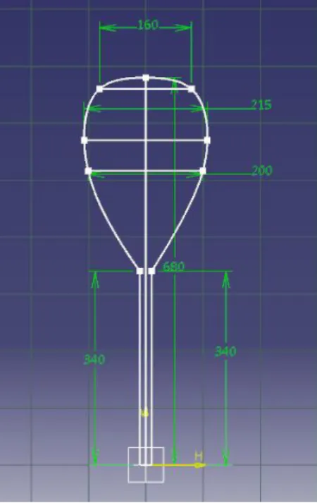 Figure 4.2: Schematic diagram of squash racket frame 
