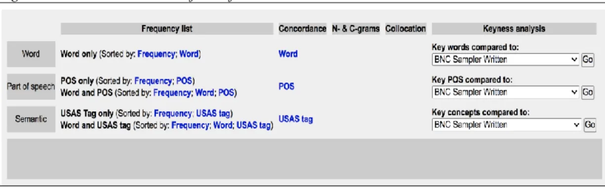 Figure 1: The Advanced Interface of Wmatrix 