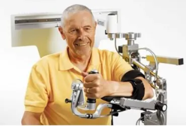 Figure 3 shows a patient with Rehabilitation Robotic device. 