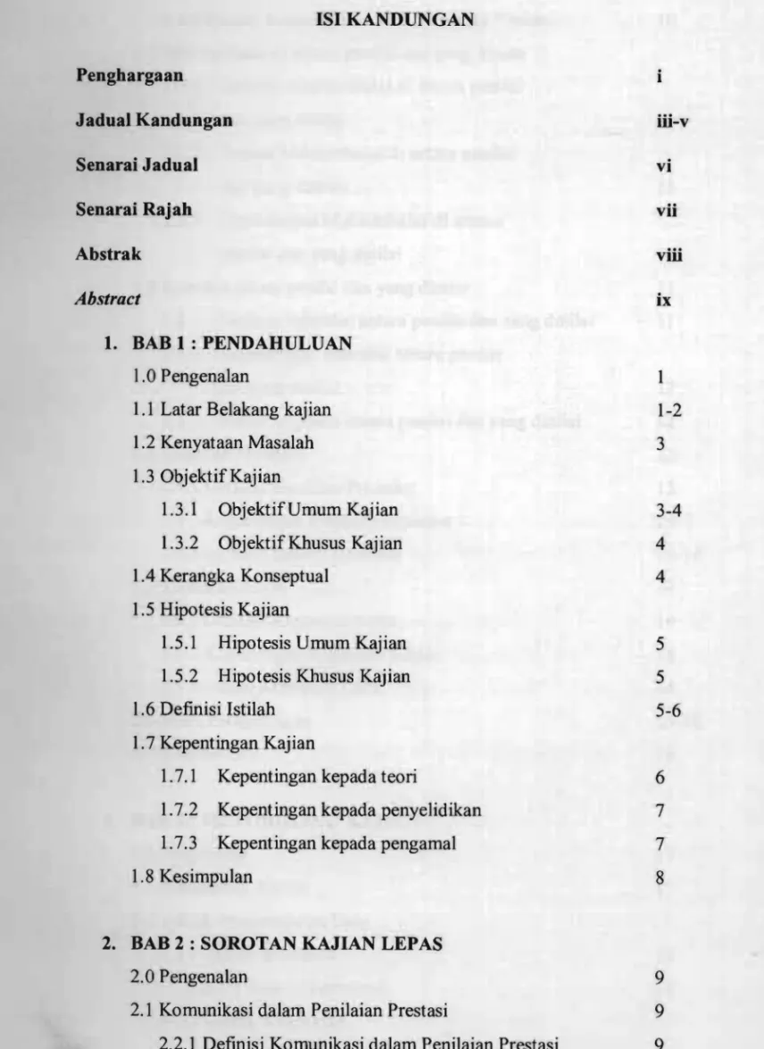 Jadual Kandungan  iii-v 
