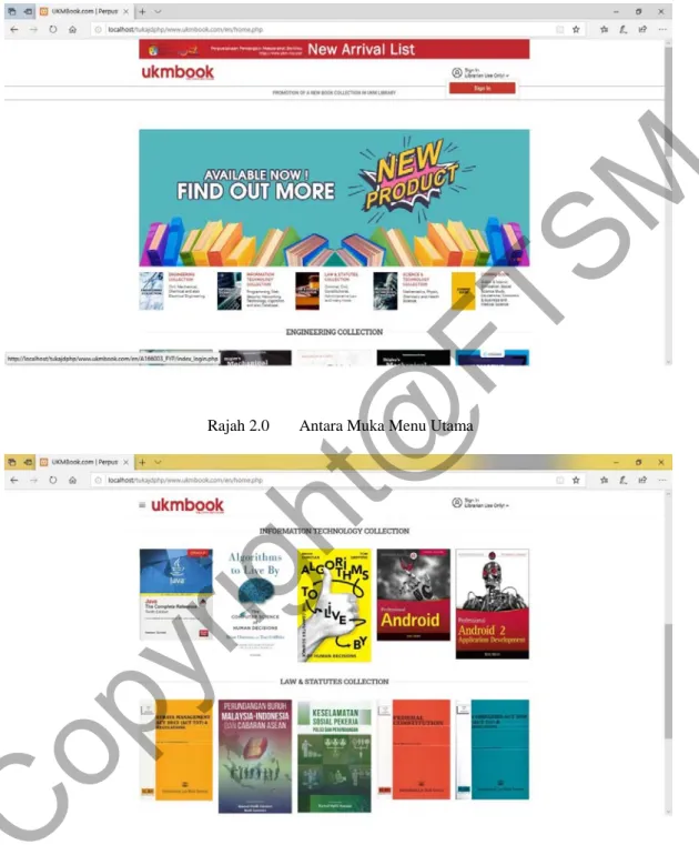 Rajah 2.0  Antara Muka Menu Utama 