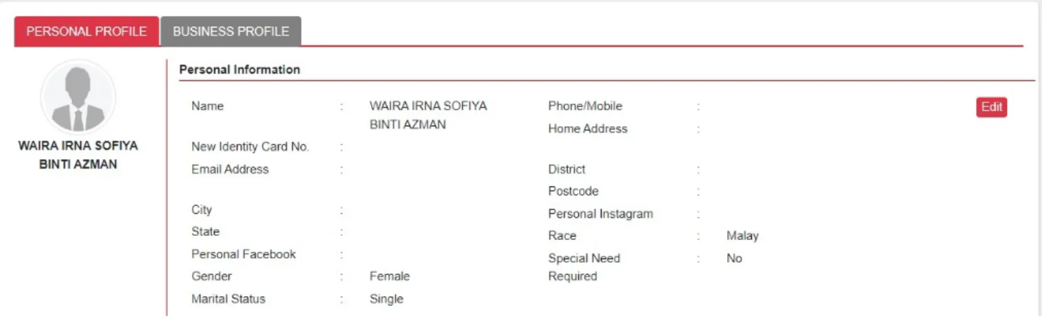 Figure 4: Go-eCommerce Institution Information (Waira)