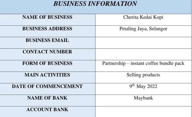 Table 1: Business Information 