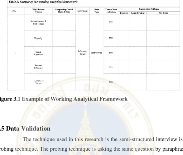 Figure 3.1 Example of Working Analytical Framework 