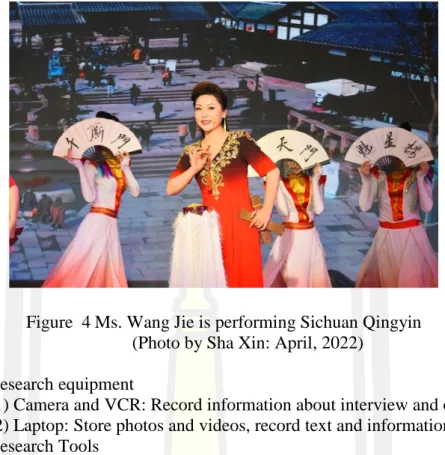Figure  4 Ms. Wang Jie is performing Sichuan Qingyin  (Photo by Sha Xin: April, 2022) 