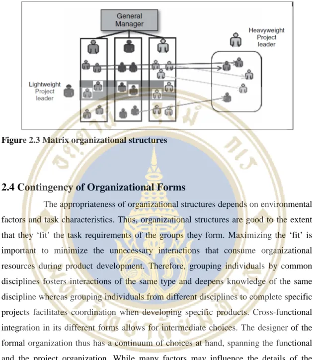 Figure 2.3 Matrix organizational structures 