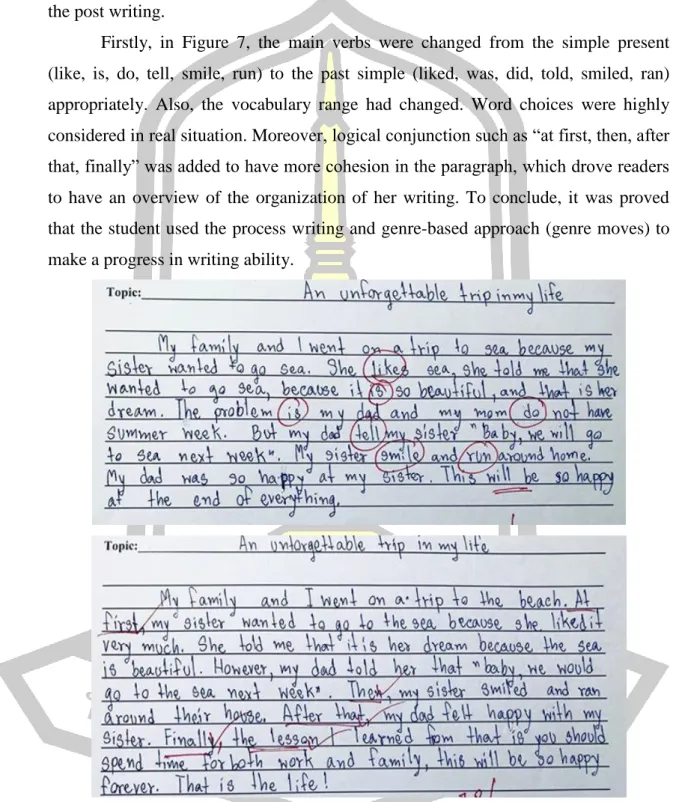 Figure  7  Participant Sample-3 (St.07 pre-writing and post writing paragraph) 