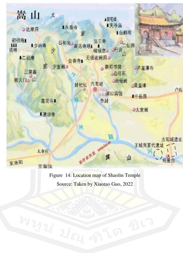 Figure  14: Location map of Shaolin Temple  Source: Taken by Xiaotao Guo, 2022 
