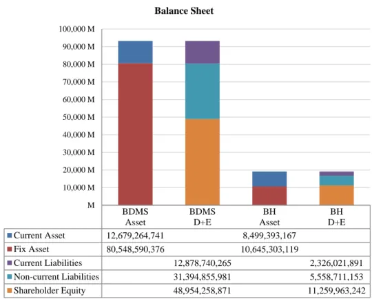 Figure 8.2  Balance sheet comparison between BDMS & BH 