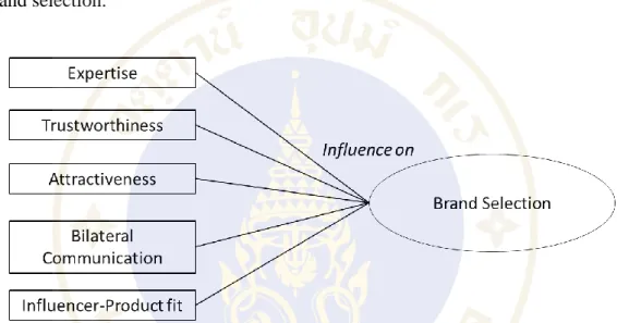 Figure 2.1  Influencer's source of influence on brand selection conceptual  framework 