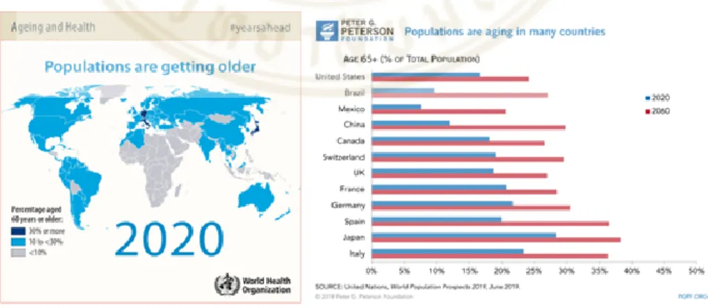 Figure 1.1 Geographic of populations aged range in the world 