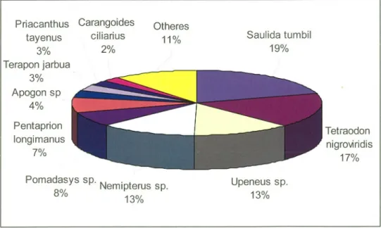 Figure 8. Portion of demurral catch by species from trawl net in the experiment