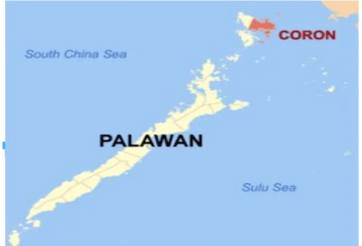 Figure 2. Map of the Palawan with Coron highlighted. 