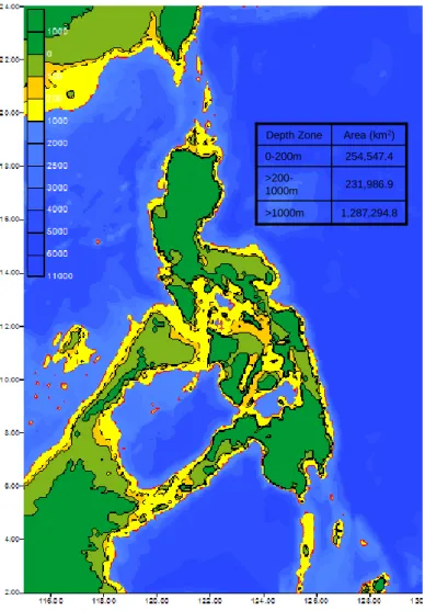 Figure 1. The deep water areas of the Philippines. 