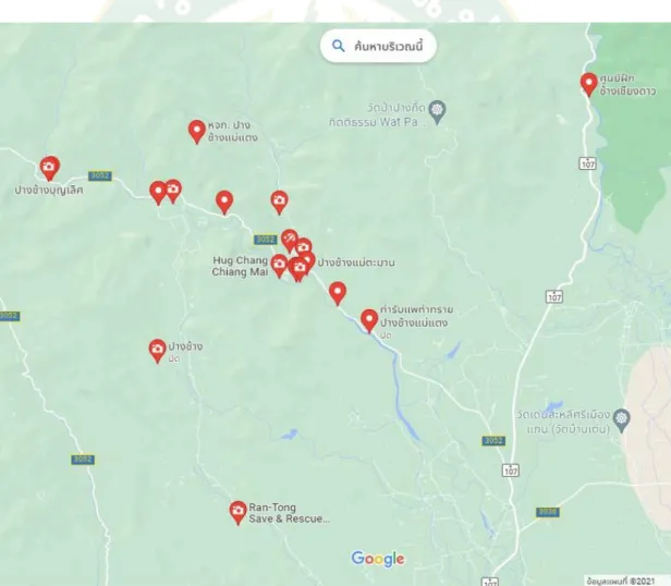Figure 4 Map of Elephant Park in Mae Taeng District, Chiang Mai, Thailand 