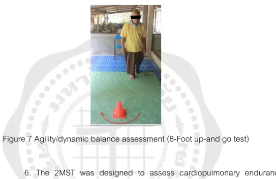 Figure 7 Agility/dynamic balance assessment (8-Foot up-and go test) 