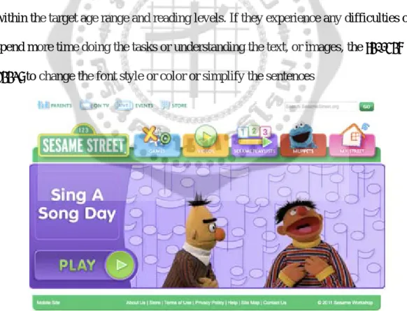Figure 3 .   The example of the Sesame Street Web Site 