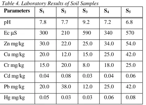 Table 4. Laboratory Results of Soil Samples 