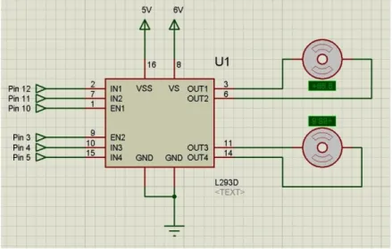 Fig 2.9: Circuit Diagram of connection between driver and motor.  