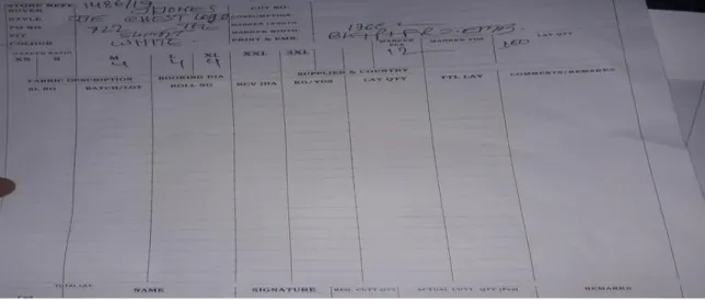 Fig No 3.1: Marker lay chart cutting Report. 