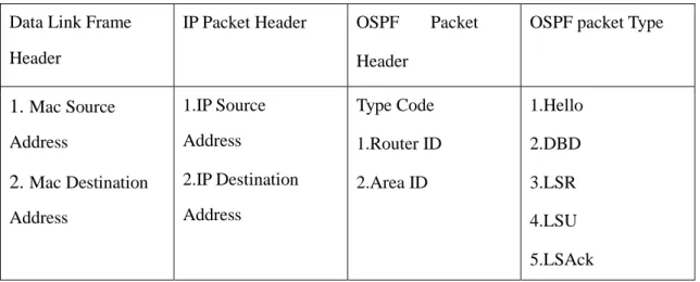 Table 3.1: Encapsulated OSPF Message     