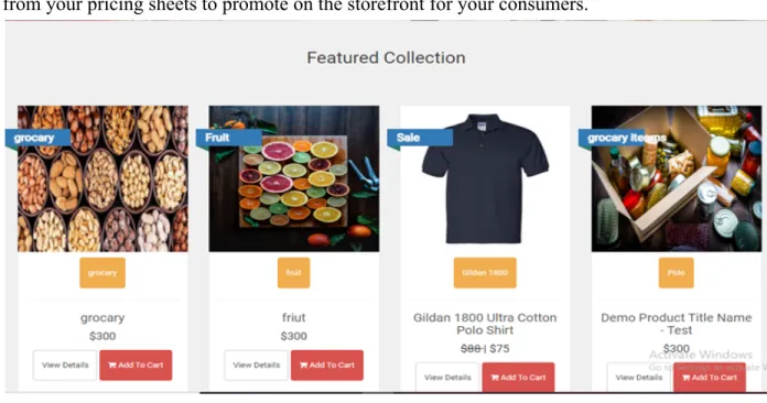 Fig. 10: This is our Featured Collection page.Featured Products allows you to pick products from your pricing sheets to promote on the storefront for your consumers.