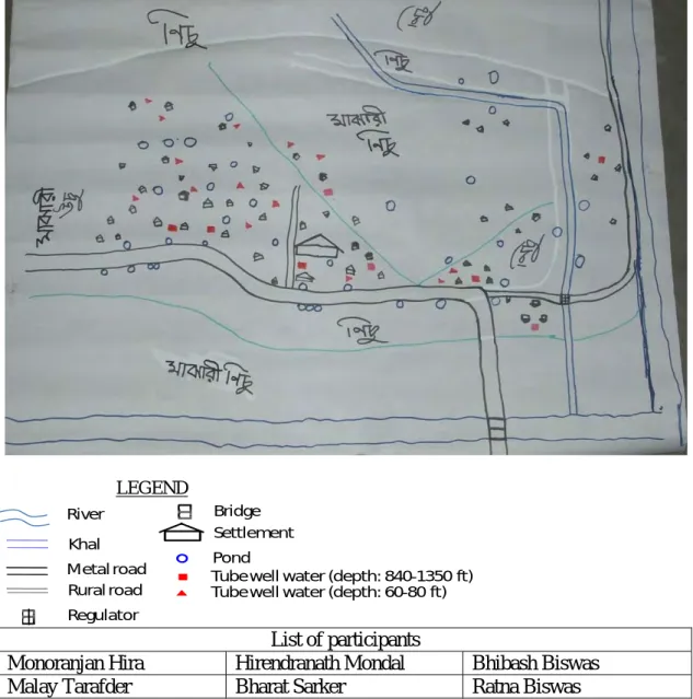 Figure 5.1: Picture showing resource mapping done by villagers of Kakuibunia village  5.2.1 Water resources system 
