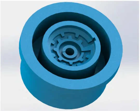 Figure 3.4 3D model of irrigation drip emitter E1 outlet part under investigation. 