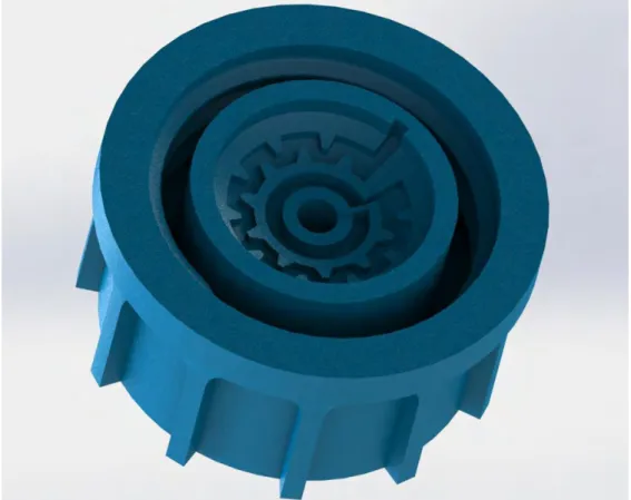 Figure 3.8 3D model of irrigation drip emitter E3 outlet part under investigation. 