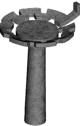 Figure 3.14 Isometric view of the mesh generated on computational domain of emitter E1 