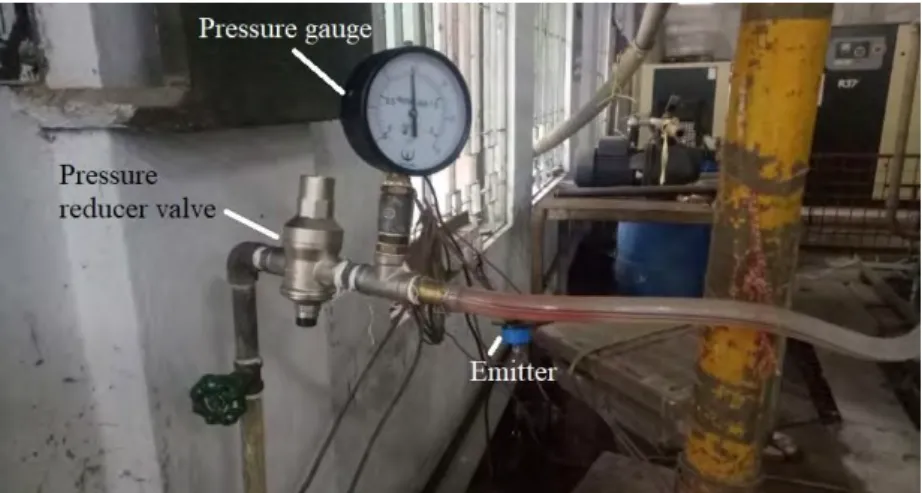 Figure 4.7 a) The experimental test chamber for low pressure experiment and, b) Layout of  the laterals 
