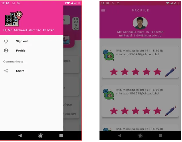 Figure 4.7: A screenshot of user menu &amp; User profile of our project 