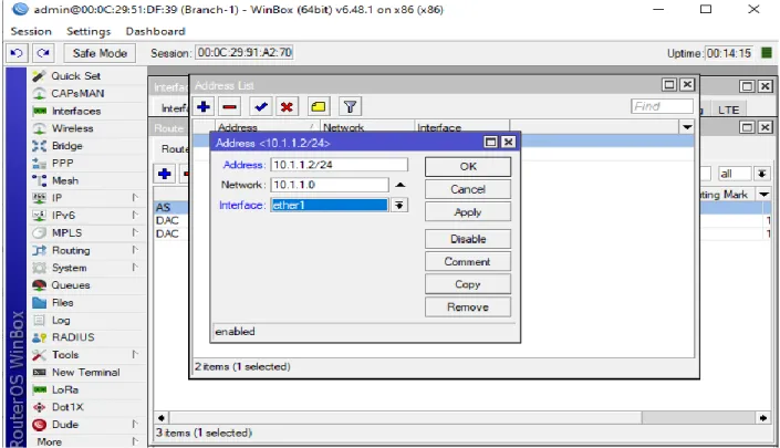 Figure 4.10.2: Add Assigning for WAN Connectivity for Branch1 