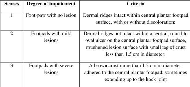 Table 8: 3-point scoring system of foot-pad dermatitis of broiler chickens 