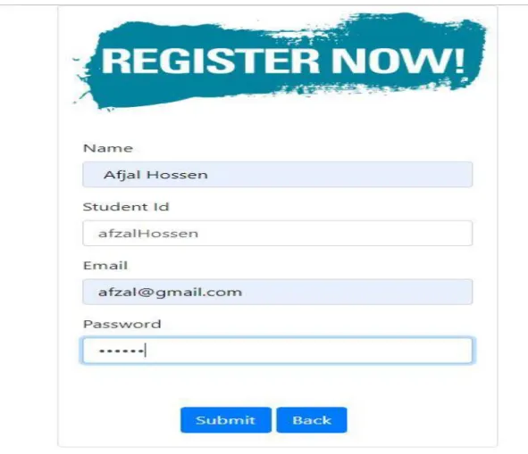 Figure 4.5.2: Student Registration Page  4.5.3 Student Login Page 