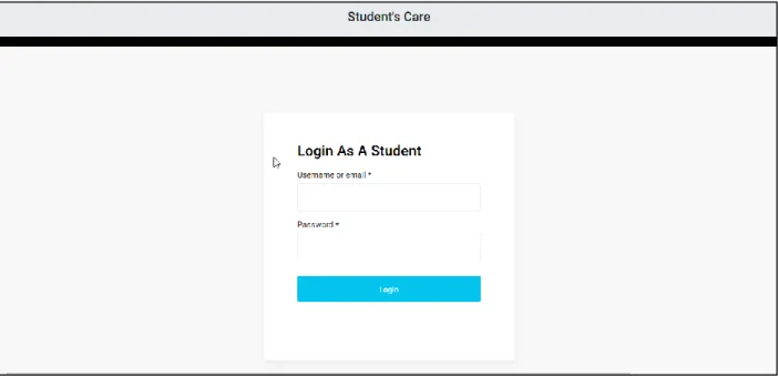 Figure 4.5: Screenshot of the student login page of the website. 